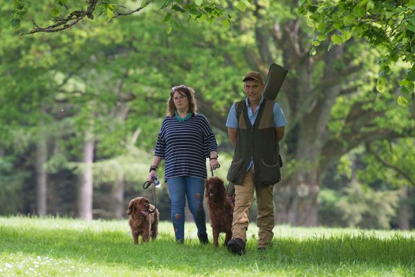 An image of guests walking their dogs and enjoying the Edradynate May 2017 clay pigeon shoot day - Edradynate Estate, Perthshire - Luxury Country House and Sporting Estate for Rent in Scotland